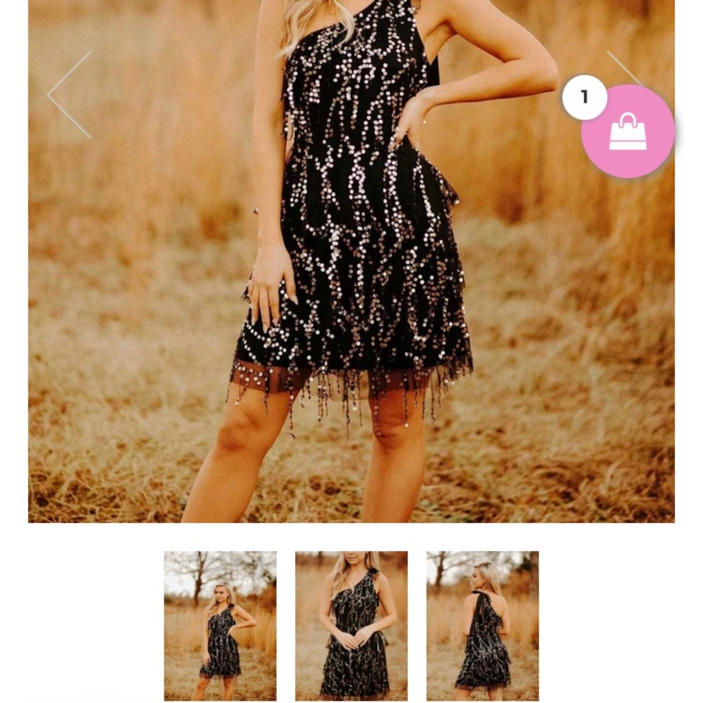 One shoulder mini dress with sequins